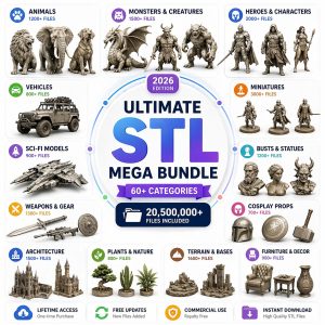 30+ TB STL Mega Bundle 3D Models | 3D Print Files Library | cnc, Resin & FDM Compatible | Commercial Use | Millions of Designs Pack